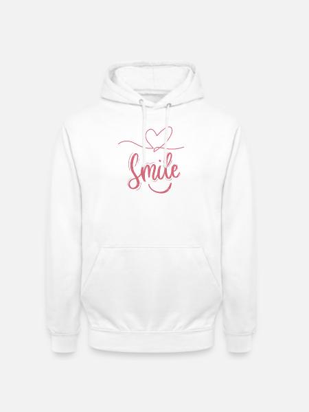 Smile Heart Font Pink - Unisex Hoodie - white