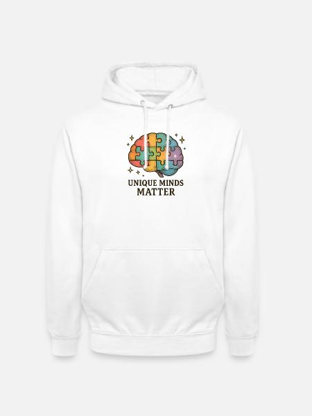 Buntes Gehirn-Puzzle: Einzigartige Köpfe - Unisex Hoodie - Weiß