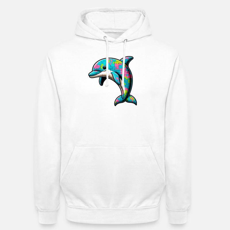 Dauphin - Sweat-shirt à capuche unisexe - blanc