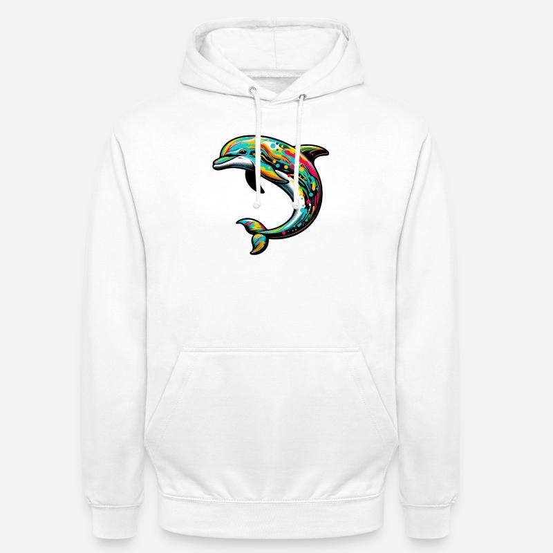 Dauphin - Sweat-shirt à capuche unisexe - blanc