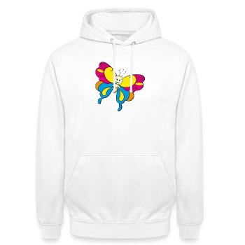 papillon coloré papillon - Sweat-shirt à capuche unisexe - blanc - Devant - AI Model Male 185 dark (185cm) & AI Model Female 172 dark (172cm)