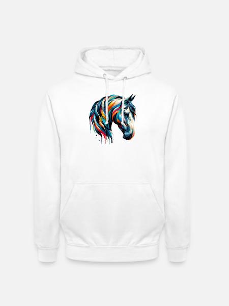 Cheval - Sweat-shirt à capuche unisexe - blanc