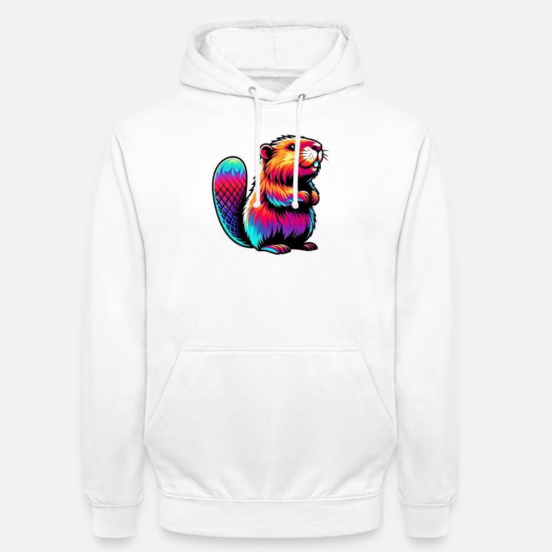 Bóbr - Bluza z kapturem typu unisex - biały