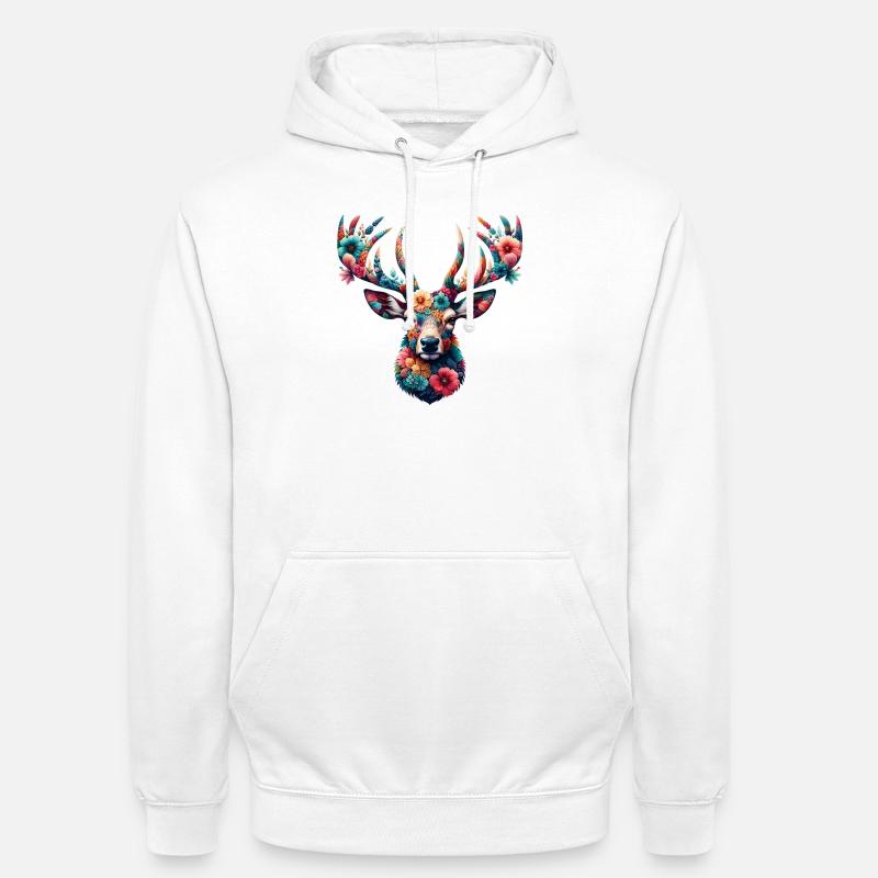 Cerf - Sweat-shirt à capuche unisexe - blanc