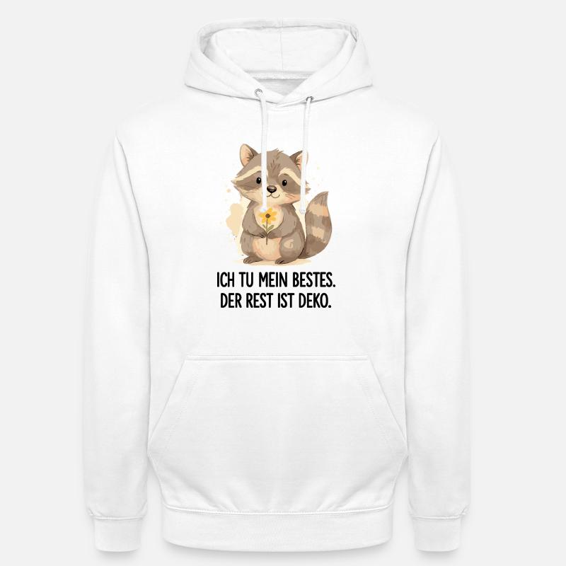 Raton laveur avec fleur – Doux - Sweat-shirt à capuche unisexe - blanc