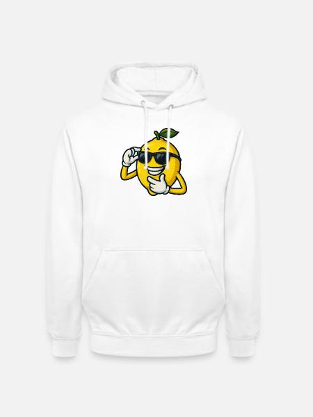 Cool Cartoon Lemon with Sunglasses Funny - Unisex Hoodie - white