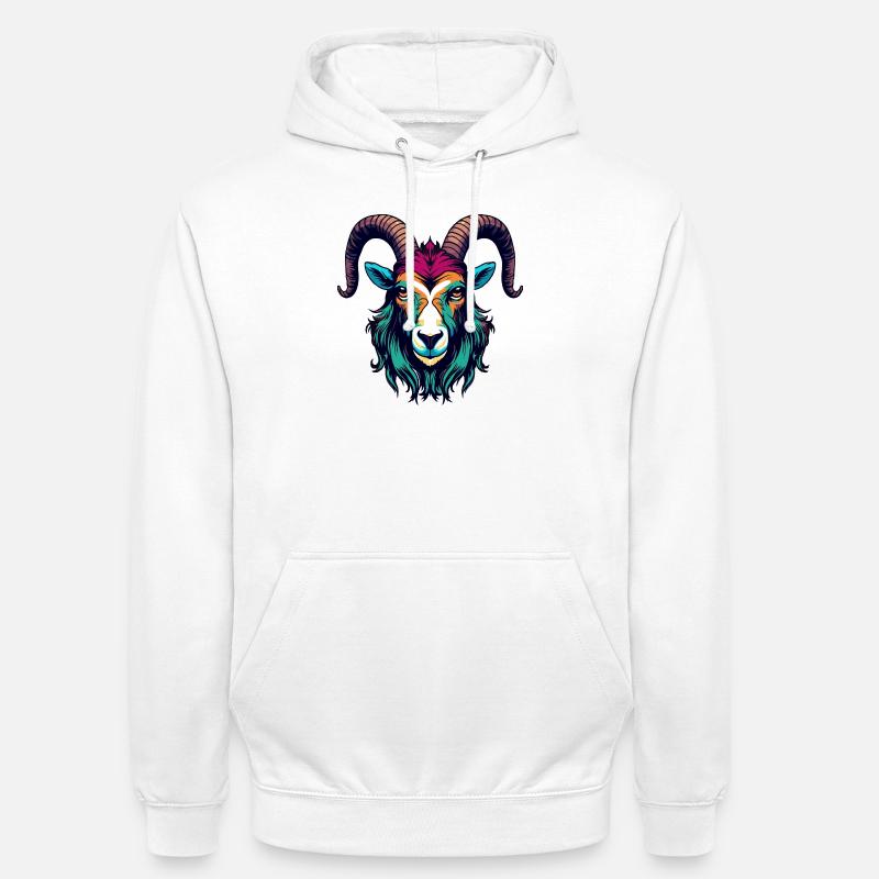 Illustration de tête de chèvre - Sweat-shirt à capuche unisexe - blanc