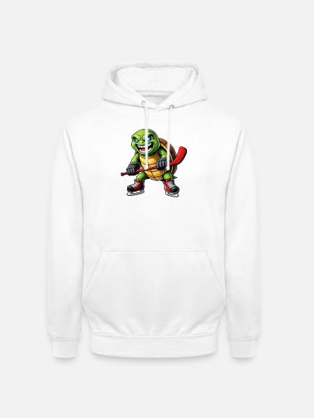 Aggressive Schildkröte Eishockey Spieler Horror - Unisex Hoodie - white