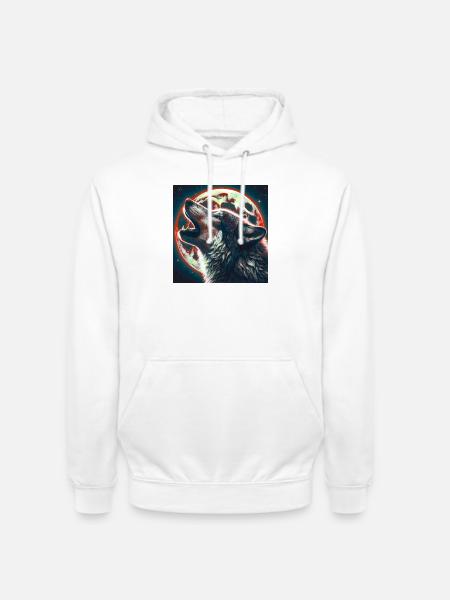 Wolf heult zum Vollmond - Unisex Hoodie - Weiß