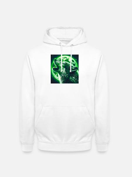 Wolf heult zum Vollmond - Unisex Hoodie - Weiß