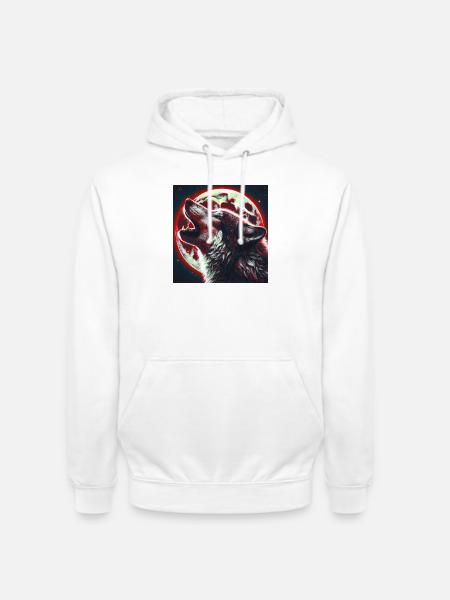Wolf heult zum Vollmond - Unisex Hoodie - Weiß
