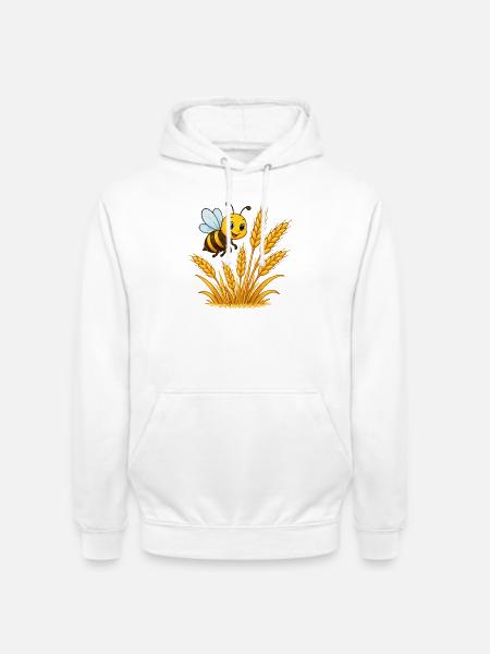 Goldene Ähren Bienen-Motiv - Unisex Hoodie - Weiß