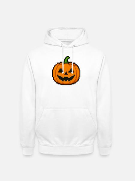 Pixel Pumpkin Retro Smile - Unisex Hoodie - Weiß