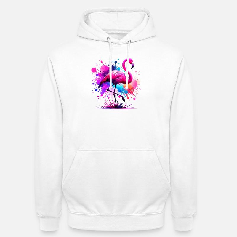 Flamant - Sweat-shirt à capuche unisexe - blanc
