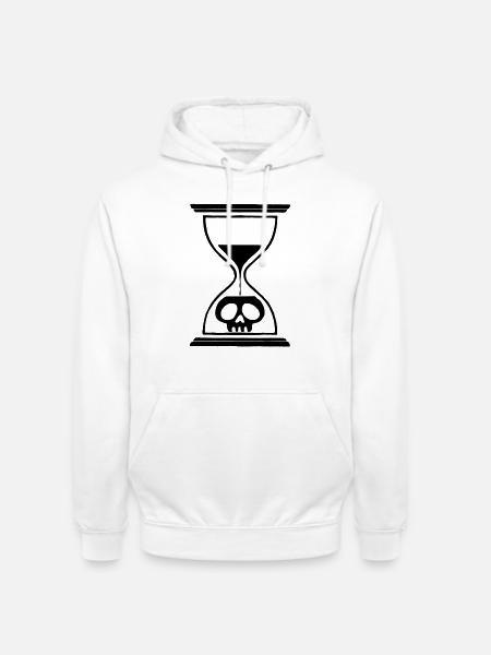 Black Hourglass Skull - Unisex Hoodie - white