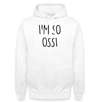 I'M SO OSSI East - Unisex Hoodie - white - Front - AI Model Male 185 dark (185cm) & AI Model Female 172 dark (172cm)