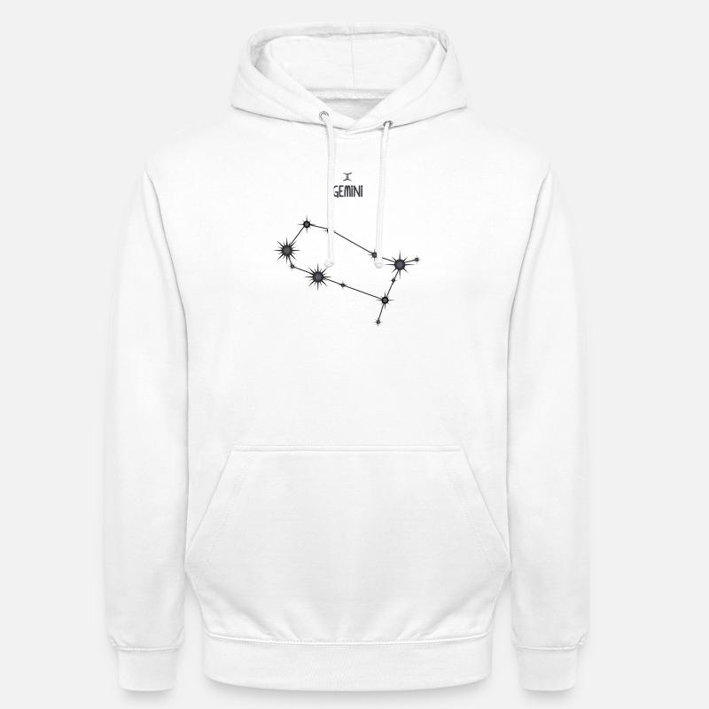 Zwillinge Sternzeichen Sternbild Schwarz & Grau - Unisex Hoodie - Weiß