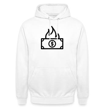 Burning Money - Unisex Hoodie - white - Front - AI Model Male 185 dark (185cm) & AI Model Female 172 dark (172cm)