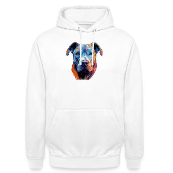 Pop Art de bandes dessinées pour chiens - Sweat-shirt à capuche unisexe - blanc - Devant - AI Model Male 185 dark (185cm) & AI Model Female 172 dark (172cm)