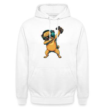 Gamer Mopshund spielt Videospielkunst - Unisex Hoodie - Weiß - Vorne - AI Model Male 185 dark (185cm) & AI Model Female 172 dark (172cm)