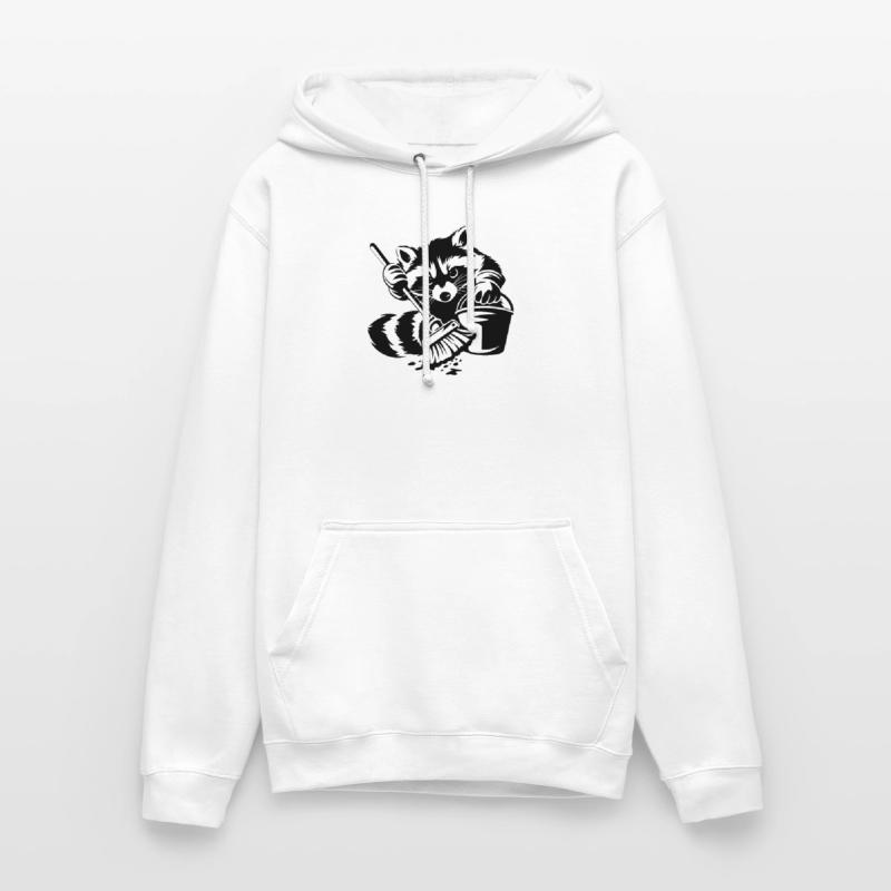 Waschbär mit Eimer & Mopp Unisex Hoodie