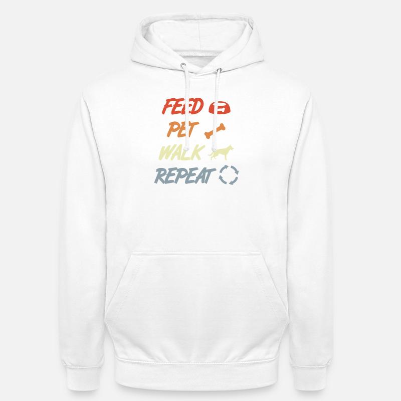 Nourrir, caresser, jouer, répéter - Sweat-shirt à capuche unisexe - blanc