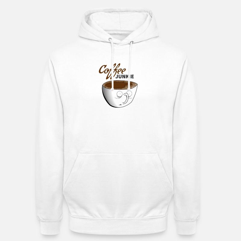 Café Junkie - Sweat-shirt à capuche unisexe - blanc