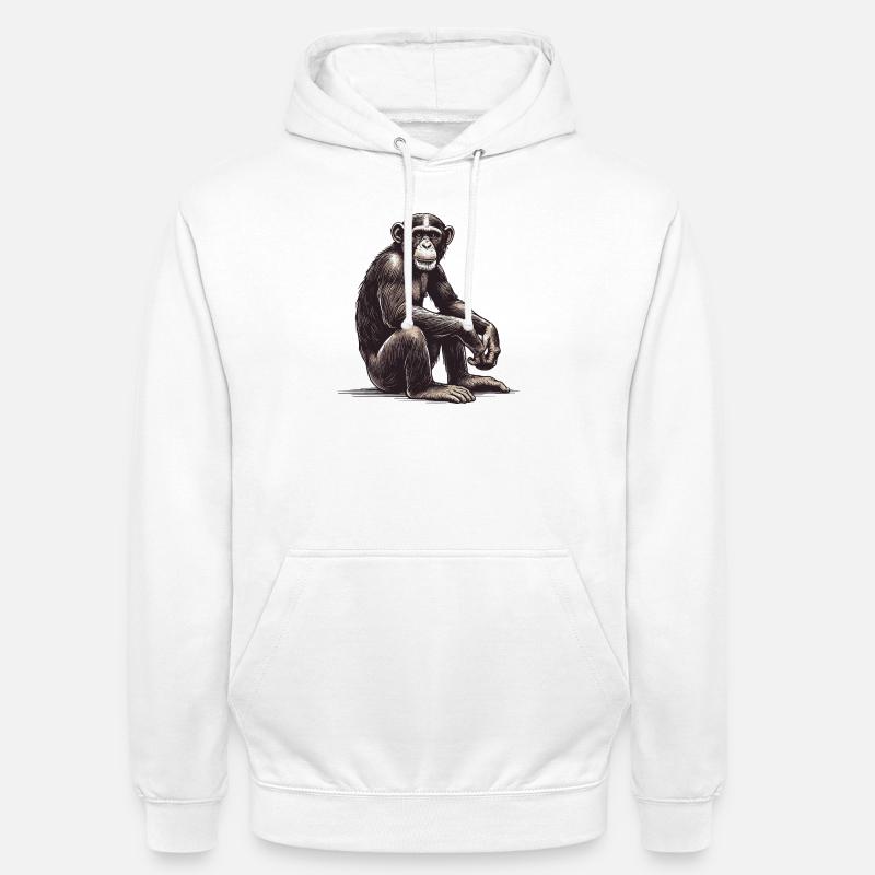 Chimpanzé - Sweat-shirt à capuche unisexe - blanc