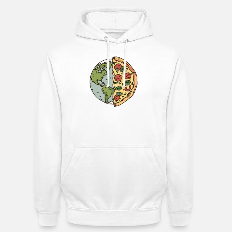 Conception de la tranche de pizza de la terre - Sweat-shirt à capuche unisexe - blanc