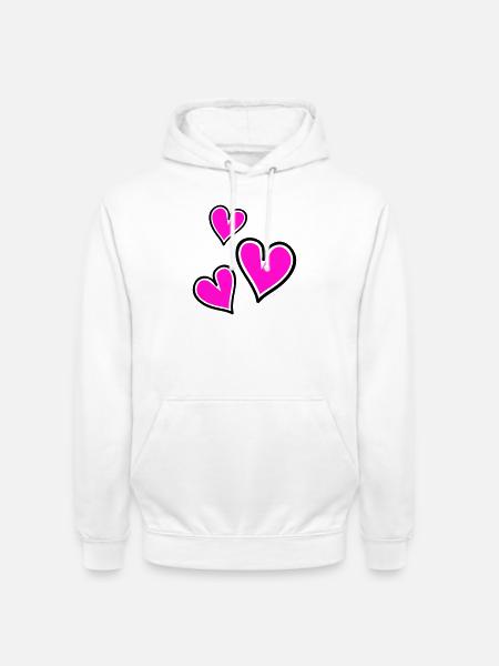 Bright Pink Heart Pattern - Unisex Hoodie - white