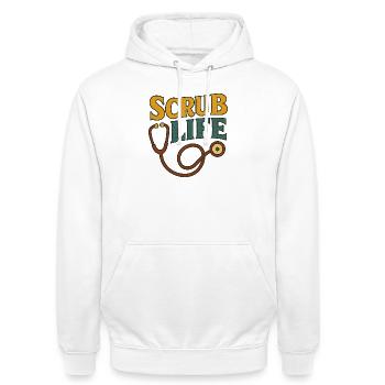 Scrub Life Medical Stethoscope - Unisex Hoodie - white - Front - AI Model Male 185 dark (185cm) & AI Model Female 172 dark (172cm)