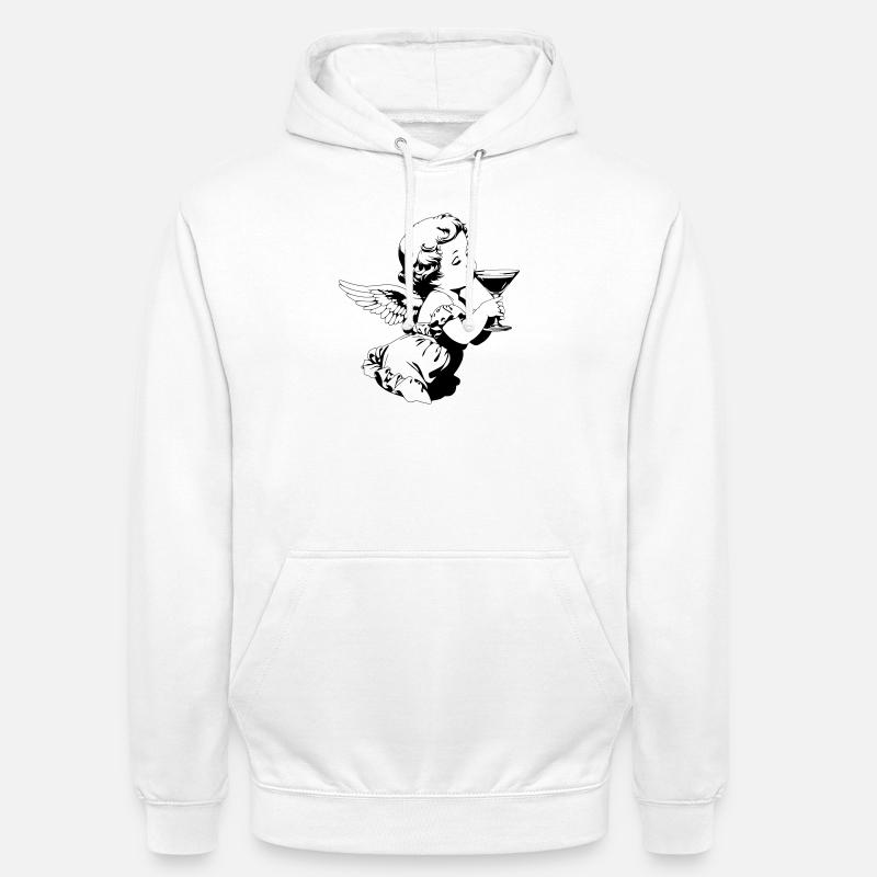 Cocktail Engel – Cherub mit Martini Glas - Unisex Hoodie - Weiß