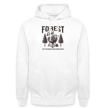 Forest Grill Holzaromen - Unisex Hoodie - Weiß - Vorne - AI Model Male 185 dark (185cm) & AI Model Female 172 dark (172cm)