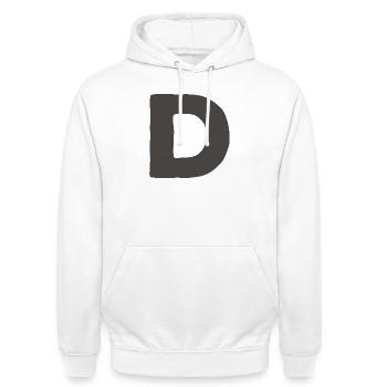 Minimal Letter D Bold Monogram Typography - Unisex Hoodie - white - Front - AI Model Male 185 dark (185cm) & AI Model Female 172 dark (172cm)