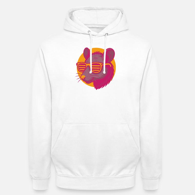 Rat avec des lunettes de soleil - Sweat-shirt à capuche unisexe - blanc