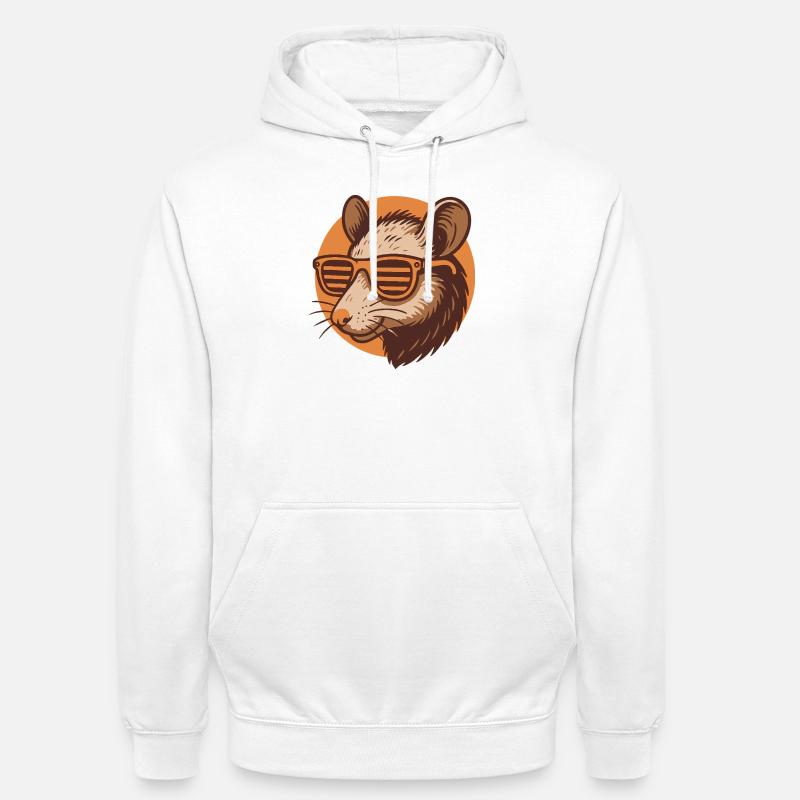 Rat avec des lunettes de soleil - Sweat-shirt à capuche unisexe - blanc