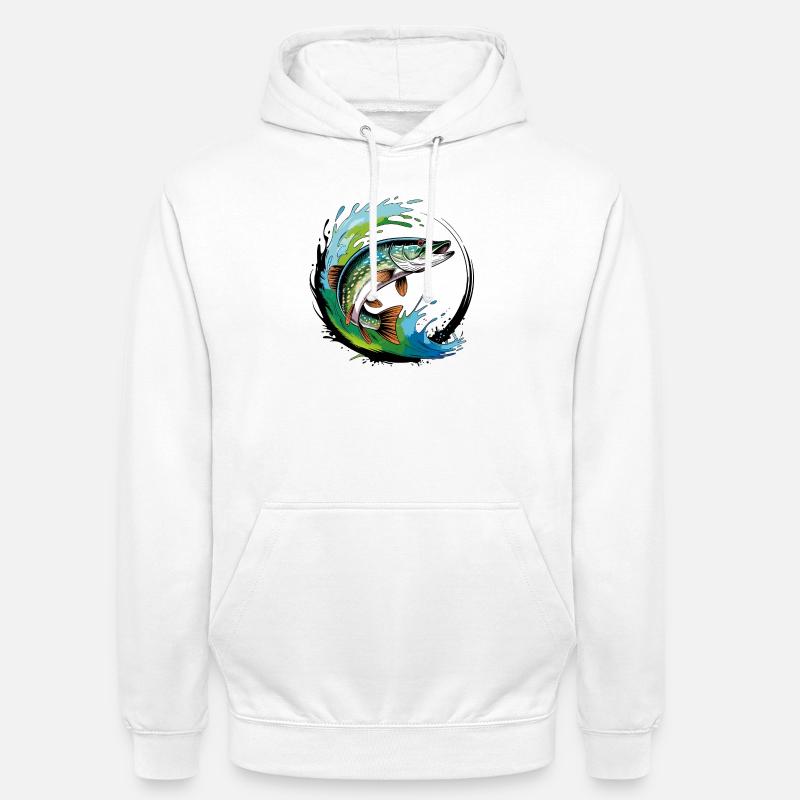 Pêche au brochet - Sweat-shirt à capuche unisexe - blanc