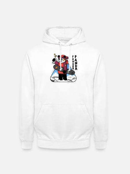 Bold Comic Powder Panda Snowboard-Kunst - Unisex Hoodie - Weiß