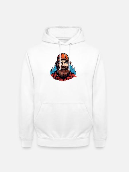 Lumberjack mit rotem Flanell - Unisex Hoodie - Weiß