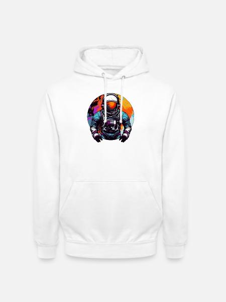 Astronaut im Weltall Bunt - Unisex Hoodie - Weiß
