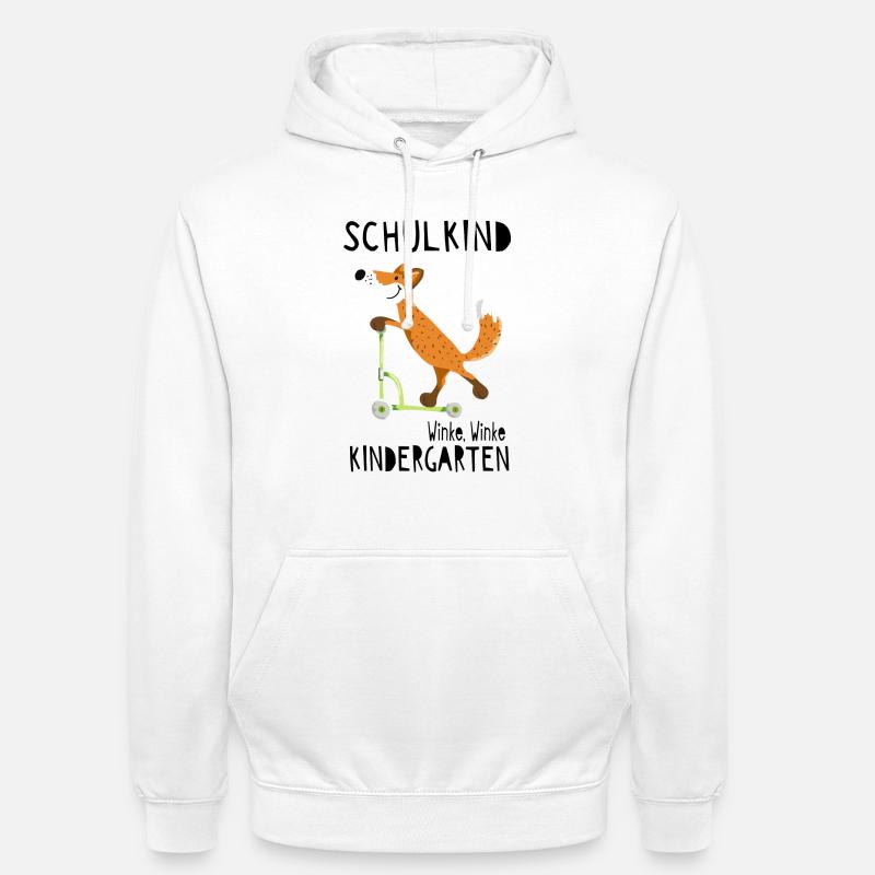 Schulkind und winke Kindergarten - Einschulung - Unisex Hoodie - Weiß