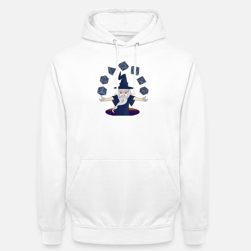 Un sorcier aux dés en lévitation - Sweat-shirt à capuche unisexe - blanc