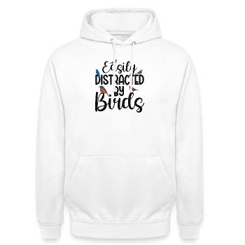Leicht von Vögeln abgelenkt - Unisex Hoodie - Weiß - Vorne - AI Model Male 185 dark (185cm) & AI Model Female 172 dark (172cm)