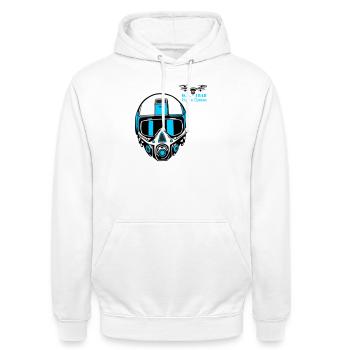 Drohnenpilot 2 - Unisex Hoodie - Weiß - Vorne - AI Model Male 185 dark (185cm) & AI Model Female 172 dark (172cm)