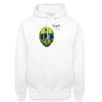 Drohnenpilot - Unisex Hoodie - Weiß - Vorne - AI Model Male 185 dark (185cm) & AI Model Female 172 dark (172cm)