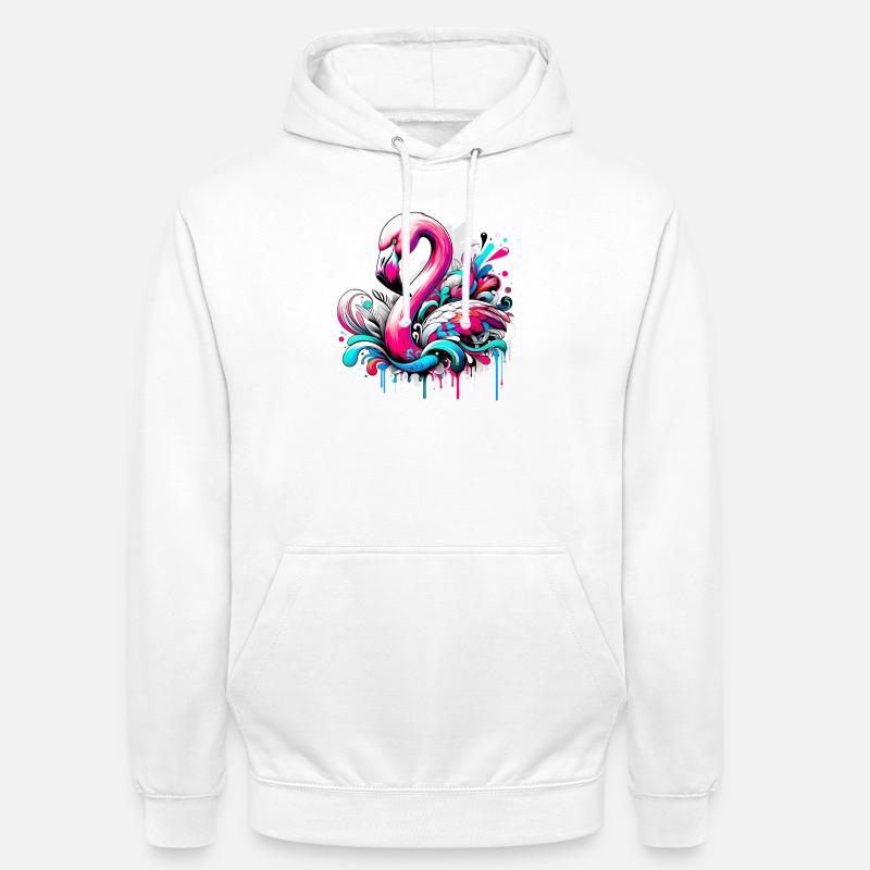 Flamant - Sweat-shirt à capuche unisexe - blanc