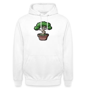 Comic Bonsai Baum - Unisex Hoodie - Weiß - Vorne - AI Model Male 185 dark (185cm) & AI Model Female 172 dark (172cm)