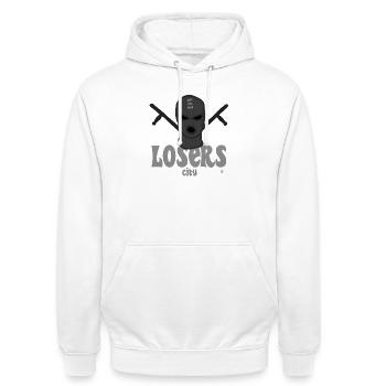 Schläger auf Protest - Unisex Hoodie - Weiß - Vorne - AI Model Male 185 dark (185cm) & AI Model Female 172 dark (172cm)