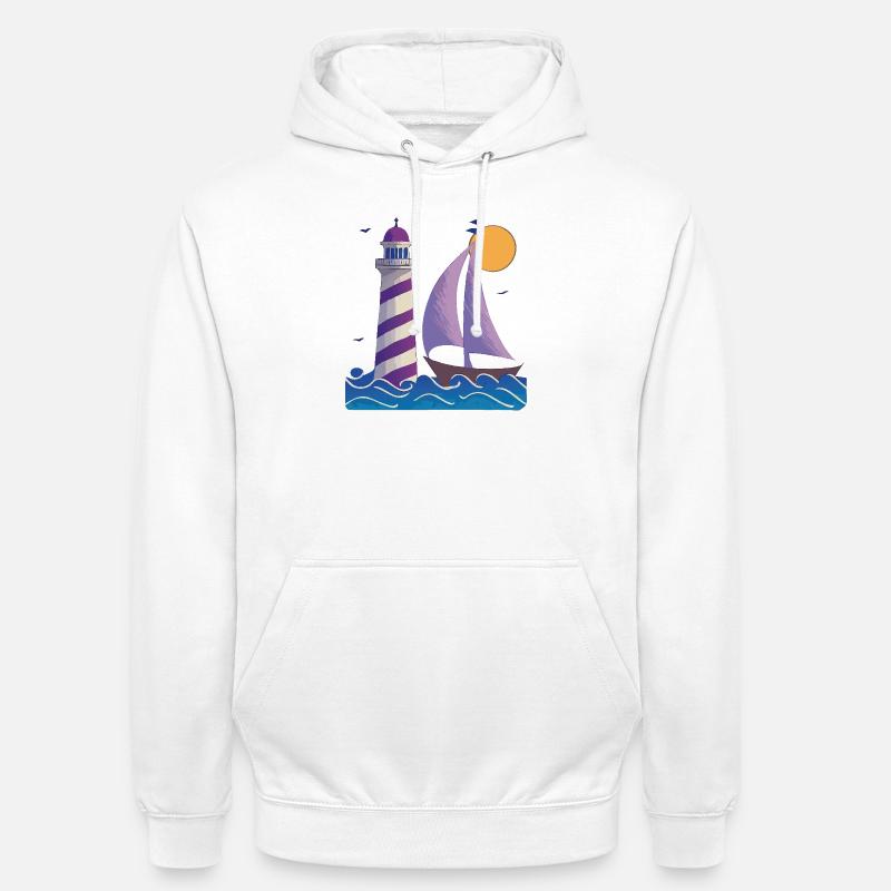 Lighthouse with boat - Unisex Hoodie - white