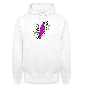 Rayon violet et vert contemporain - Sweat-shirt à capuche unisexe - blanc - Devant - AI Model Male 185 dark (185cm) & AI Model Female 172 dark (172cm)